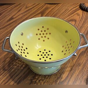 Yellow Metal Colander with Handles